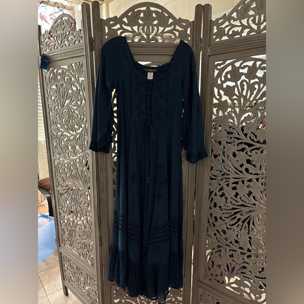 The Pyramid Collection Navy Lace-Up Dress